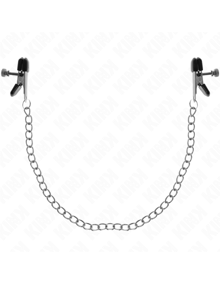 KINK PINZAS PARA PEZONES PLANAS NEGRO CON CADENA PLATEADO 34 CM KINK PINZAS PARA PEZONES PLANAS NEGRO CON CADENA PLATEADO 34 CM