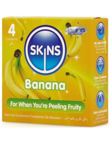 SKINS PRESERVATIVOS PREMIUM SABOR PLATANO PACK 4