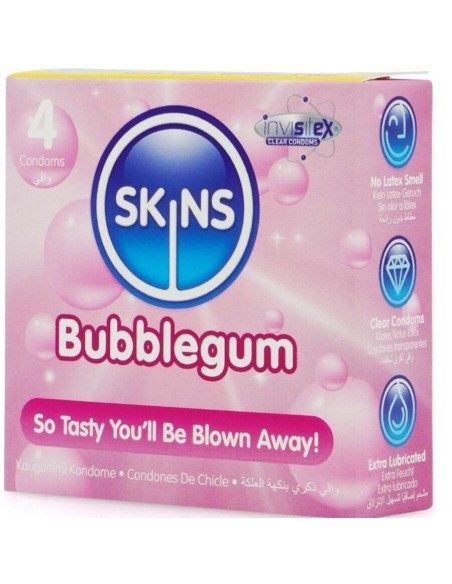 SKINS PRESERVATIVOS PREMIUM SABOR CHICLE PACK 4
