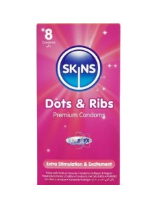 SKINS DOTS RIBS PRESERVATIVOS PREMIUM PACK 8