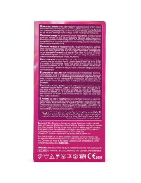 SKINS DOTS RIBS PRESERVATIVOS PREMIUM PACK 8