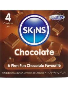 SKINS PRESERVATIVOS PREMIUM SABOR CHOCOLATE PACK 4