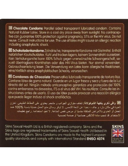 SKINS PRESERVATIVOS PREMIUM SABOR CHOCOLATE PACK 4 SKINS PRESERVATIVOS PREMIUM SABOR CHOCOLATE PACK 4