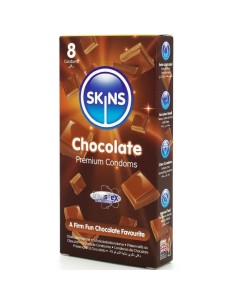 SKINS PRESERVATIVOS PREMIUM SABOR CHOCOLATE PACK 8 2