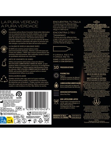 DUREX CONEXIAN TOTAL XL ULTRA FINO PLUS SIN LATEX 10 UNIDADES