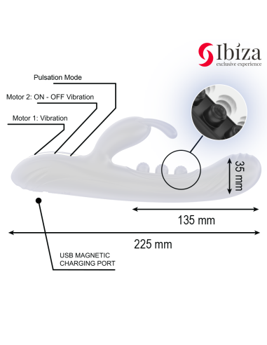 IBIZA VIBRADOR RABBIT PERLAS CON PULSACIAN