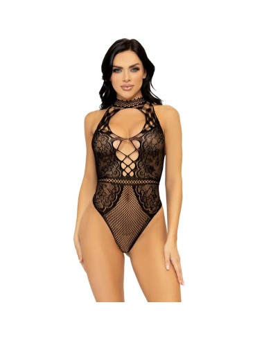 LEG AVENUE BODY CON ESCOTE HALTER Y ABERTURA ESPALDA DE ENCAJE TALLA ANICA