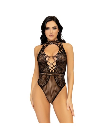 LEG AVENUE BODY CON ESCOTE HALTER Y ABERTURA ESPALDA DE ENCAJE TALLA ANICA