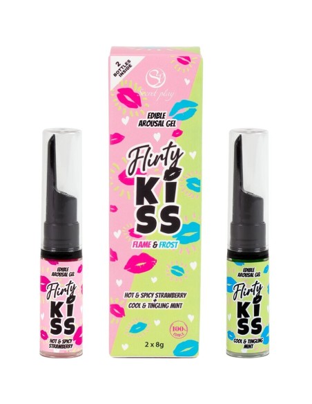 SECRETPLAY FLIRTY KISS GELES CON EFECTOS SEXO ORAL FRESA MENTA 2 x 8 GR