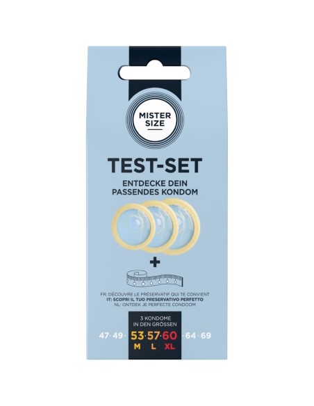 MISTER SIZE TEST SET 3 PRESERVATIVOS DIFERENTES TALLAS CINTA MATRICA