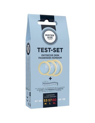 MISTER SIZE TEST SET 3 PRESERVATIVOS DIFERENTES TALLAS CINTA MATRICA
