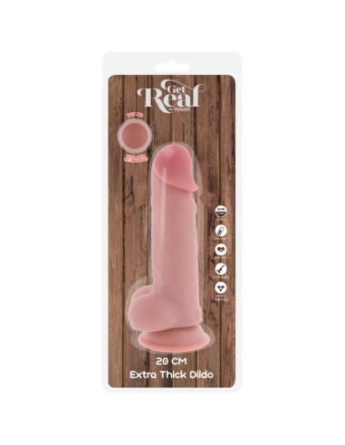GET REAL PENE REALASTICO DELUXE CON TESTACULOS EXTRA GRUESO 20 CM