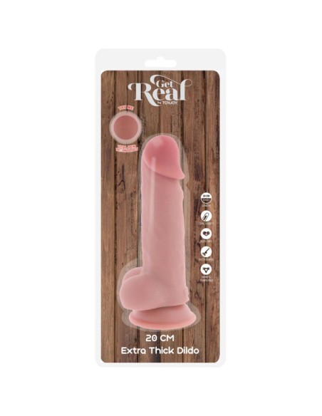 GET REAL PENE REALASTICO DELUXE CON TESTACULOS EXTRA GRUESO 20 CM