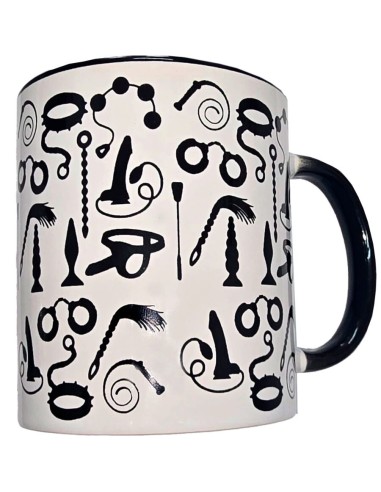 DIABLO PICANTE TAZA BLANCA BONDAGE ASA NEGRA 370 ML
