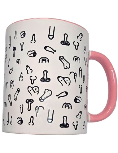 DIABLO PICANTE TAZA BLANCA PENES ASA ROSA 370 ML