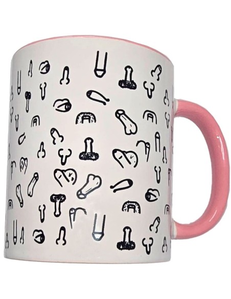 DIABLO PICANTE TAZA BLANCA PENES ASA ROSA 370 ML