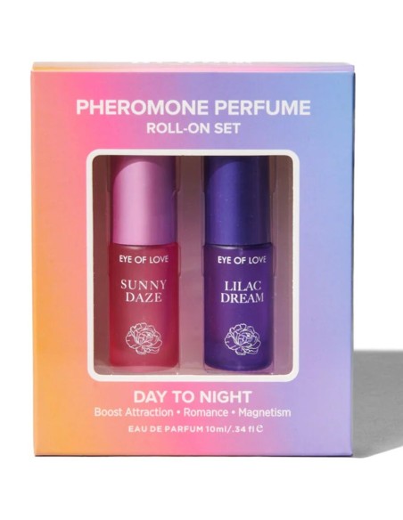 EYE OF LOVE BLOOM SET DE PERFUME ROLL ON CON FEROMONAS DE DAA A NOCHE 2 X 5 ML