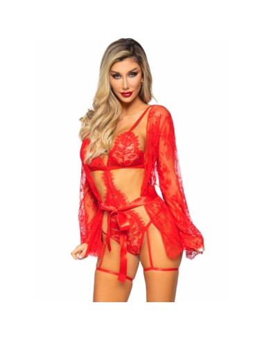 LEG AVENUE SET BODY BATA DE LIGUERO ROJO