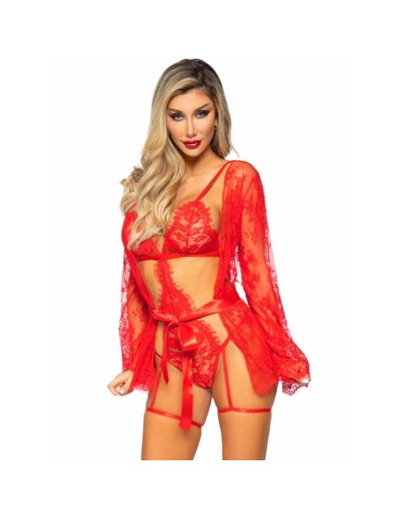 LEG AVENUE SET BODY BATA DE LIGUERO ROJO