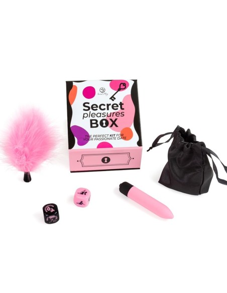 SECRET PLAY CAJA DE PLACERES PARA PAREJAS DADOS BALA VIBRADORA PLUMERO