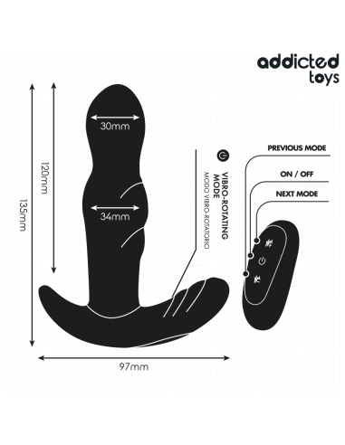 ADDICTED TOYS PLUG ANAL VIBRADOR ROTATORIO CONTROL REMOTO