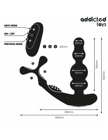 ADDICTED TOYS MASAJEADOR PROSTATICO ROTATORIO CONTROL REMOTO