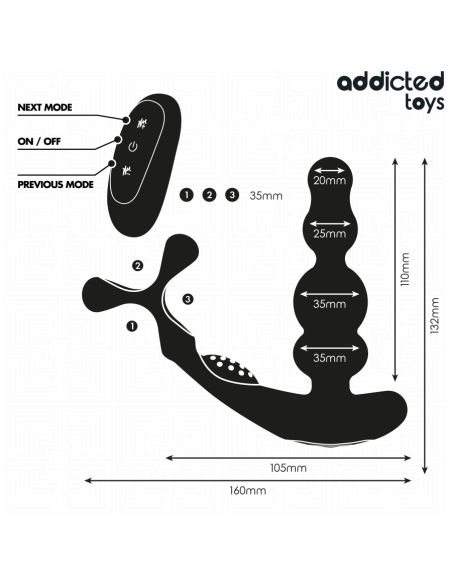 ADDICTED TOYS MASAJEADOR PROSTATICO ROTATORIO CONTROL REMOTO