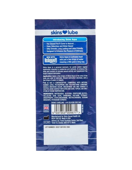 SKINS AQUA LUBRICANTE BASE DE AGUA MONODOSIS 5 ML