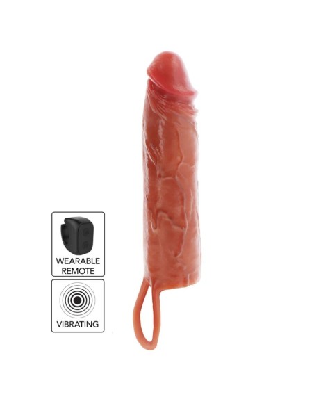 GET REAL FUNDA HYDRATED SKIN DE SILICONA CON VIBRACIAN PARA PENE CARAMELO 20 CM