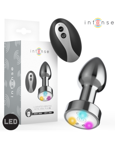 INTENSE PLUG ANAL DE METAL VIBRADOR CON LUCES LED Y CONTROL REMOTO TALLA S