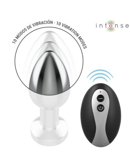 INTENSE PLUG ANAL DE METAL VIBRADOR CON LUCES LED Y CONTROL REMOTO TALLA S
