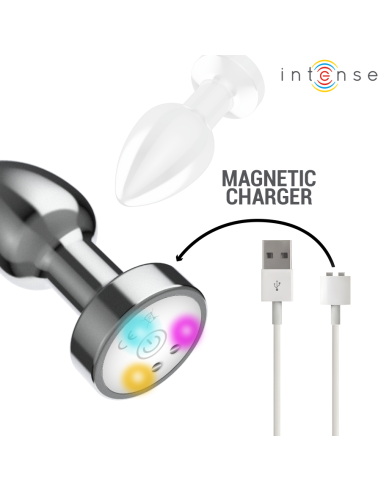 INTENSE PLUG ANAL DE METAL VIBRADOR CON LUCES LED Y CONTROL REMOTO TALLA S