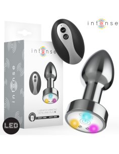 INTENSE PLUG ANAL DE METAL VIBRADOR CON LUCES LED Y CONTROL REMOTO TALLA M