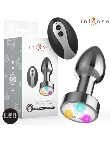 INTENSE PLUG ANAL DE METAL VIBRADOR CON LUCES LED Y CONTROL REMOTO TALLA M