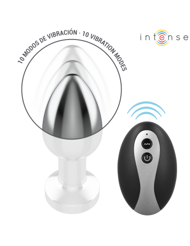 INTENSE PLUG ANAL DE METAL VIBRADOR CON LUCES LED Y CONTROL REMOTO TALLA M