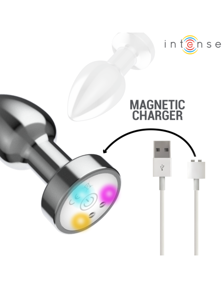 INTENSE PLUG ANAL DE METAL VIBRADOR CON LUCES LED Y CONTROL REMOTO TALLA M