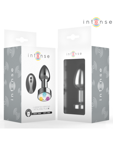 INTENSE PLUG ANAL DE METAL VIBRADOR CON LUCES LED Y CONTROL REMOTO TALLA M