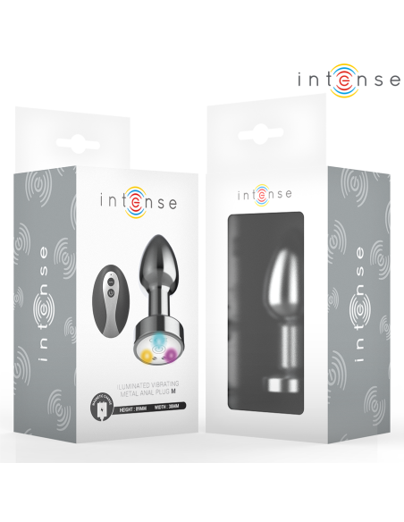 INTENSE PLUG ANAL DE METAL VIBRADOR CON LUCES LED Y CONTROL REMOTO TALLA M