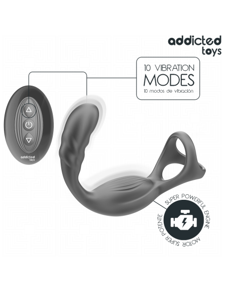 ADDICTED TOYS ANILLO DOBLE VIBRADOR PROSTATICO CONTROL REMOTO