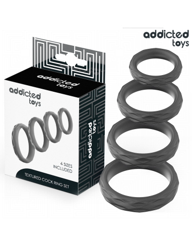 ADDICTED TOYS SET ANILLOS PENE TEXTURIZADOS 4 TAMAAOS