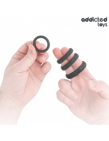 ADDICTED TOYS SET ANILLOS PENE TEXTURIZADOS 4 TAMAAOS