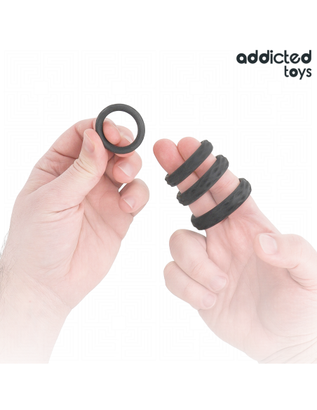 ADDICTED TOYS SET ANILLOS PENE TEXTURIZADOS 4 TAMAAOS