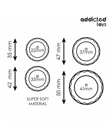 ADDICTED TOYS SET ANILLOS PENE TEXTURIZADOS 4 TAMAAOS