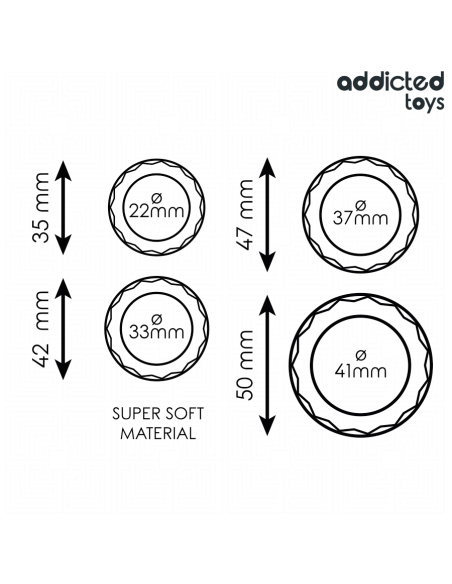 ADDICTED TOYS SET ANILLOS PENE TEXTURIZADOS 4 TAMAAOS