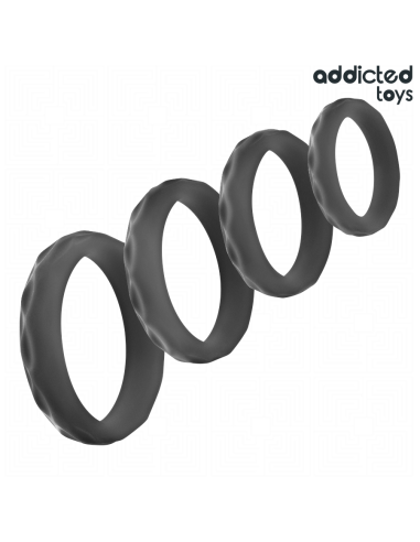 ADDICTED TOYS SET ANILLOS PENE TEXTURIZADOS 4 TAMAAOS