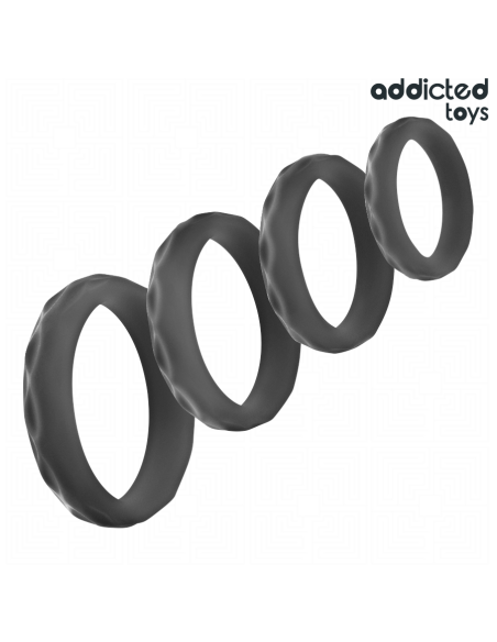ADDICTED TOYS SET ANILLOS PENE TEXTURIZADOS 4 TAMAAOS