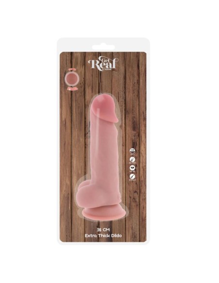 GET REAL PENE REALASTICO DELUXE CON TESTACULOS EXTRA GRUESO 31 CM