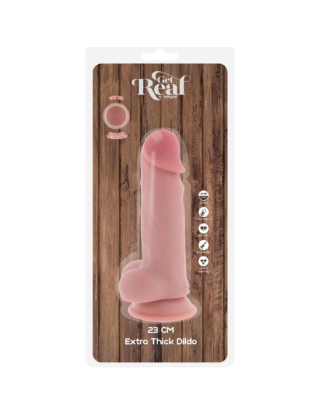 GET REAL PENE REALASTICO DELUXE CON TESTACULOS EXTRA GRUESO 23 CM