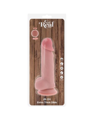 GET REAL PENE REALASTICO DELUXE CON TESTACULOS EXTRA GRUESO 25 CM