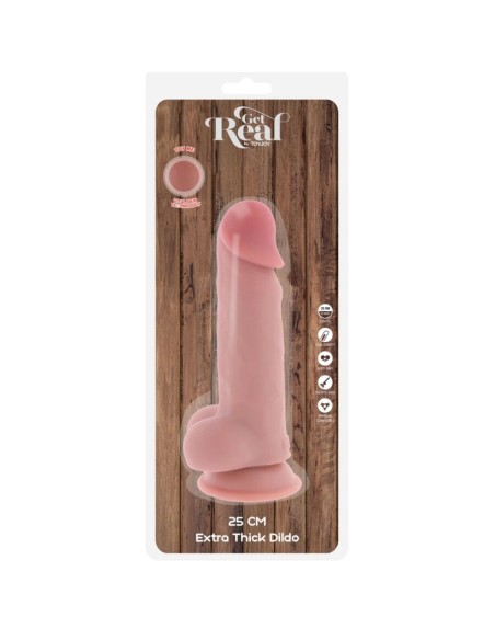 GET REAL PENE REALASTICO DELUXE CON TESTACULOS EXTRA GRUESO 25 CM